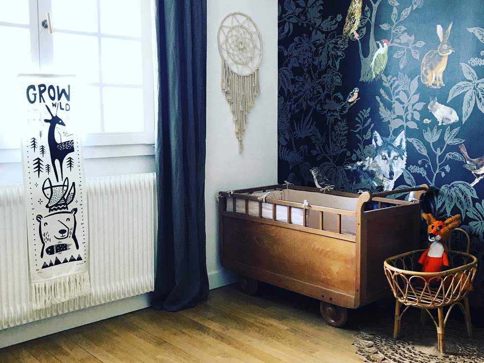 Chambre Bebe Mixte Arty Et Vintage Themes Foret Noir Et Blanc Et Vintage Scandinavian Nursery Other By L Objet De Mon Attention Houzz