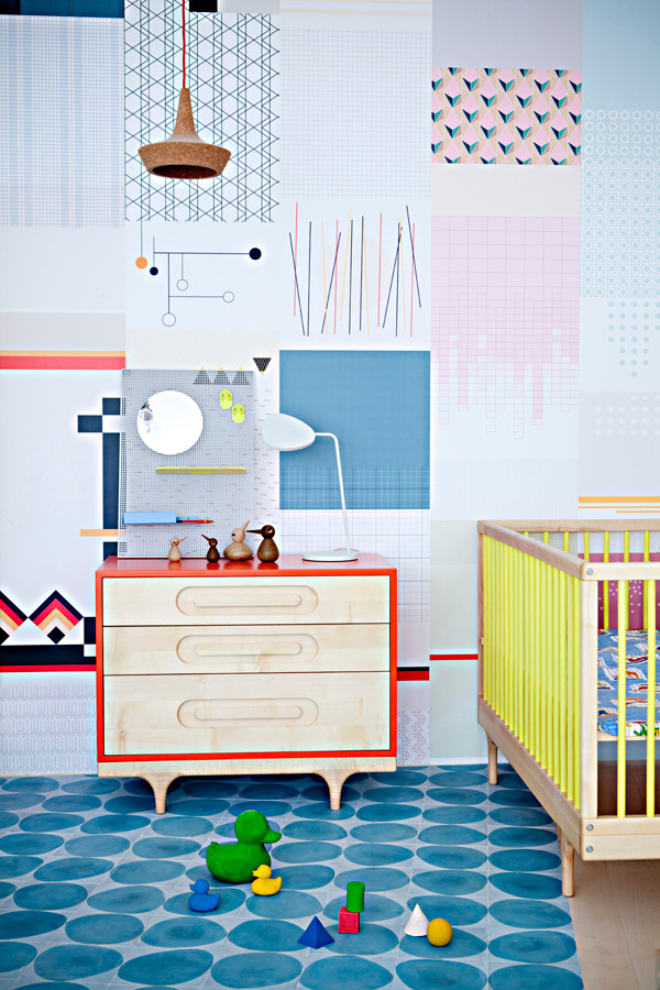 Idée de décoration pour une chambre de bébé nordique.