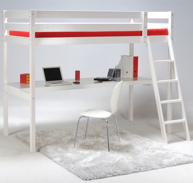 Aspen Lit mezzanine avec bureau blanc - Contemporain - Chambre - Autres  périmètres - par alinea | Houzz