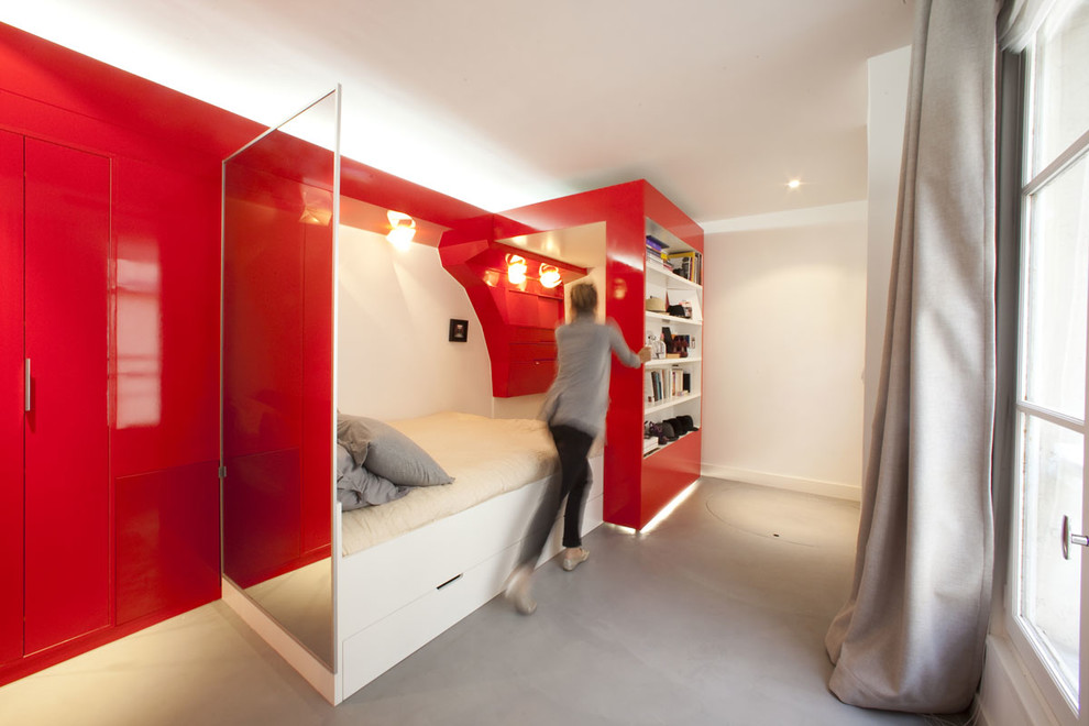 パリにある中くらいなコンテンポラリースタイルのおしゃれな寝室のレイアウト