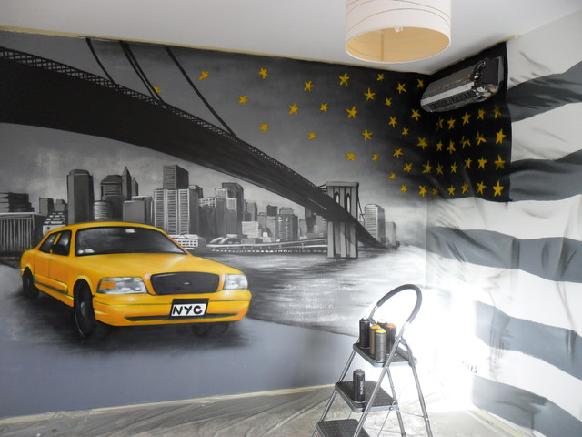 Couloir New York Noir Et Blanc Moderne Couloir Toulouse Par Decom Deco Graff