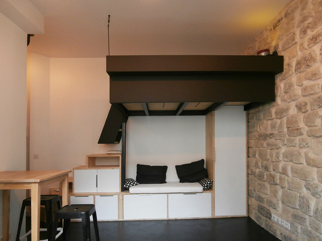 lit mezzanine structure acier suspendue - Industrial - Bedroom - Paris - by  Matesco Architecture | Houzz
