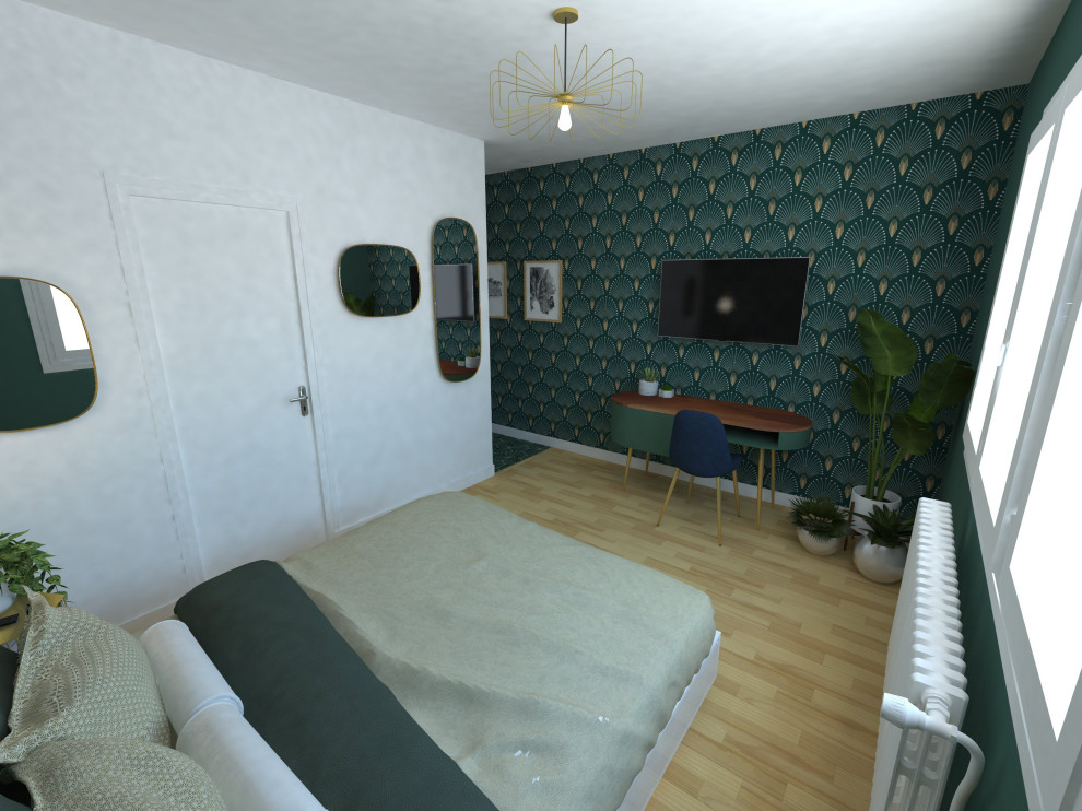 Bild på ett retro sovrum