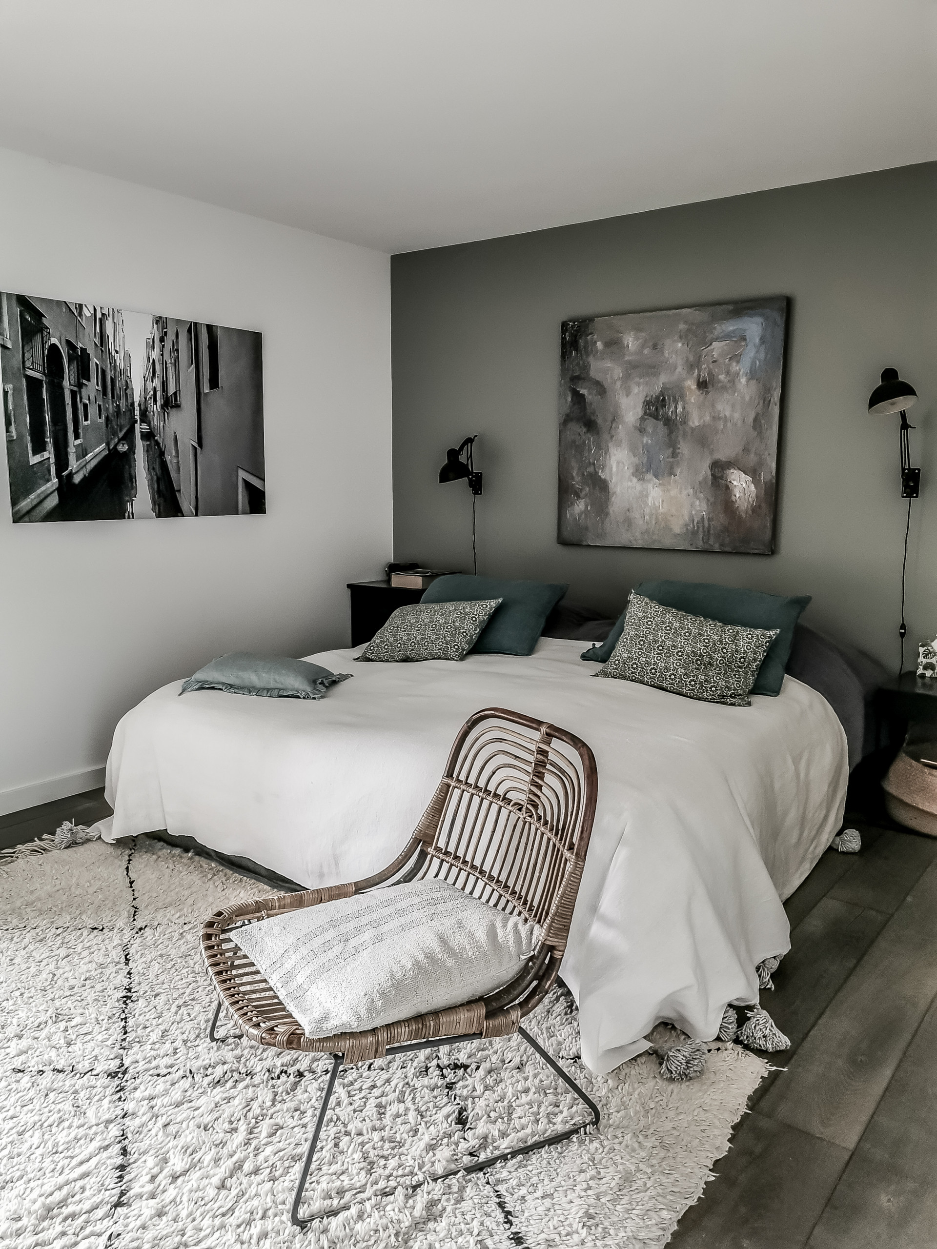 Grey rustic bedroom deals