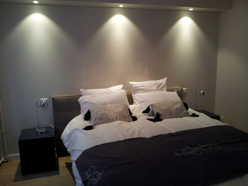 リヨンにあるトランジショナルスタイルのおしゃれな寝室のインテリア