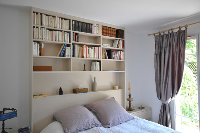tête de lit bibliothèque - Contemporary - Bedroom - Paris - by Placards et  Miroirs | Houzz IE