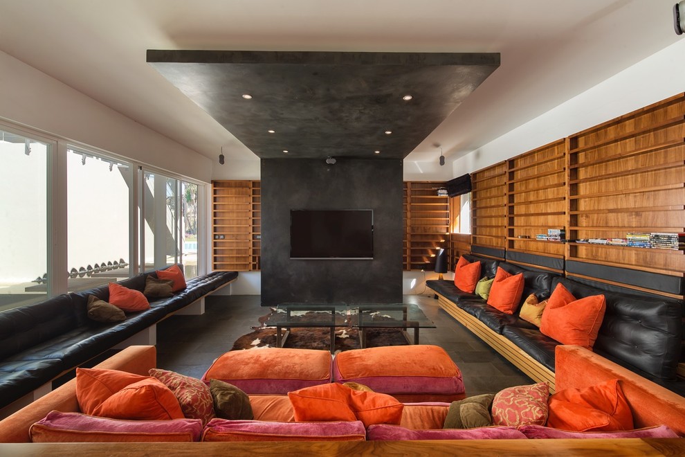 Design ideas for a contemporary home cinema in Other.