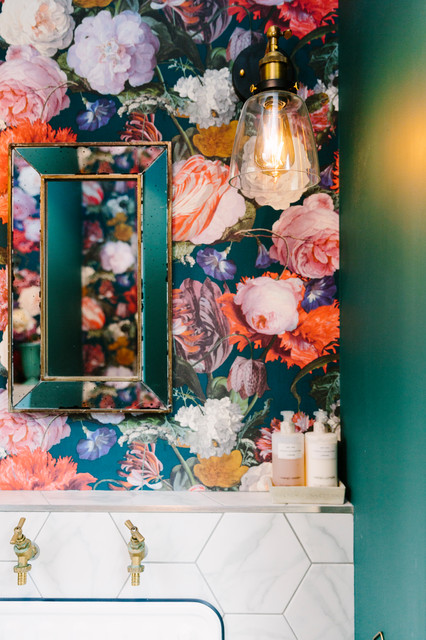 Compact Floral Bathroom - Traditional - Cloakroom - London - by My ...