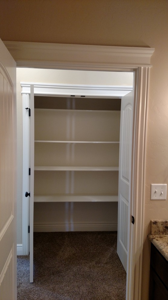 This is an example of a medium sized traditional gender neutral standard wardrobe in Other with carpet.