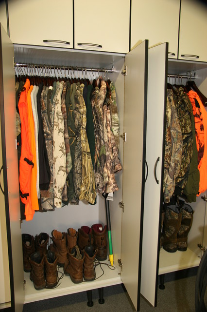 Hunting Closet in Garage Addition - Rustic - Closet - St Louis