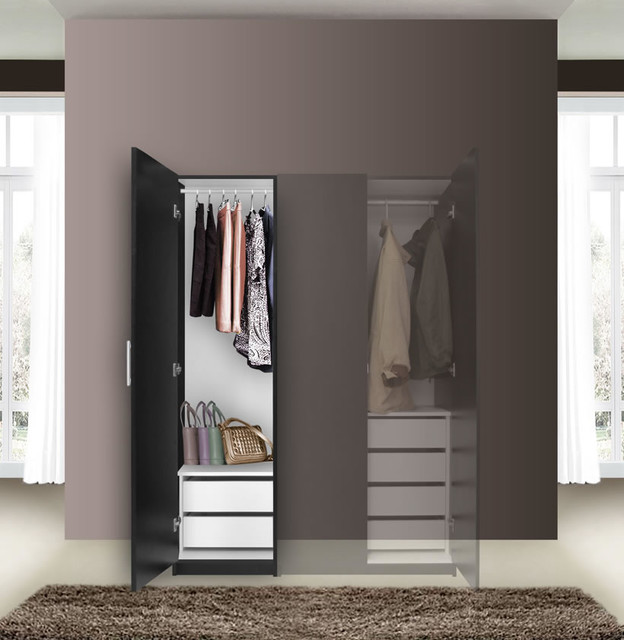 Alta Narrow Wardrobe Closet - Left Door, 2 Interior Drawers - Contemporary  - Wardrobe - New York - by Contempo Space | Houzz UK