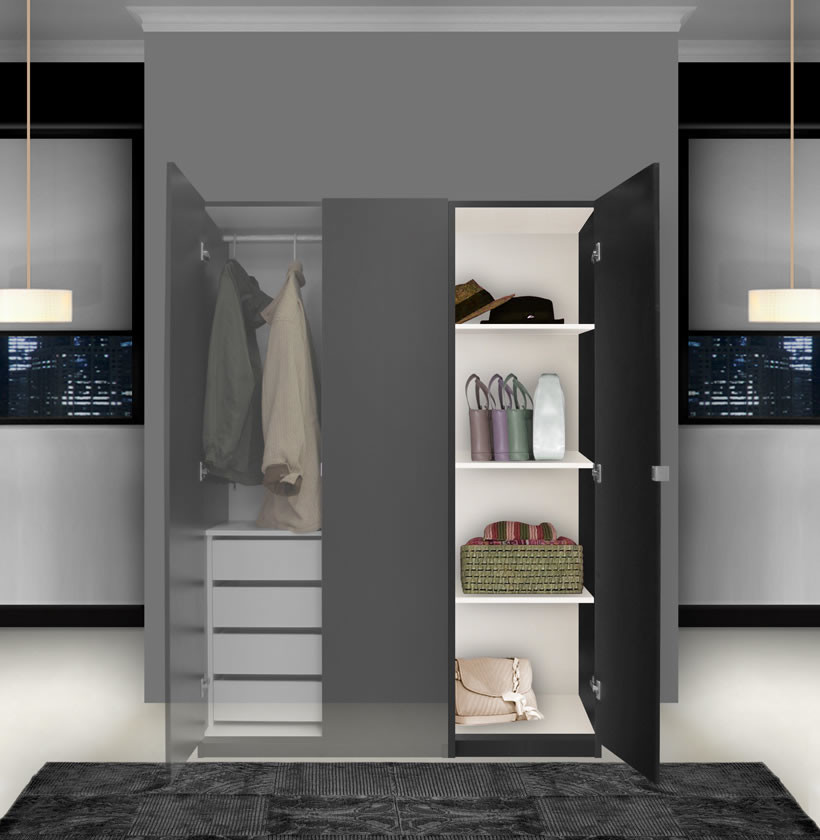 Alta Wardrobe Closet Narrow Closet, Right Door, 3 Shelves