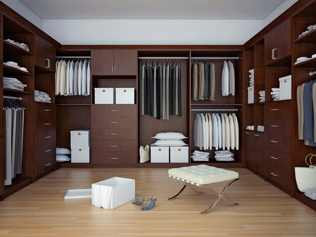 Walk-In Closet in Matrix Mahogany - Contemporary - Wardrobe - Seattle - by  Canyon Creek Cabinet Company | Houzz IE