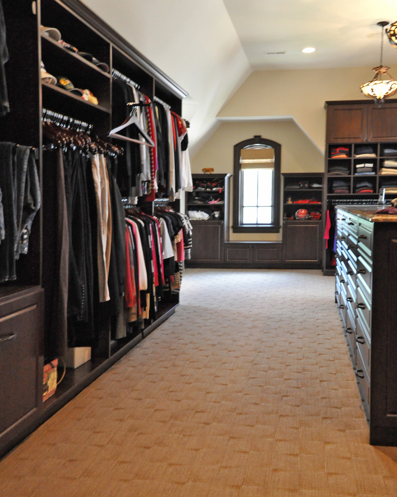 Dark Wood Grained Walk-in Closet - Traditional - Closet - New York - by ...