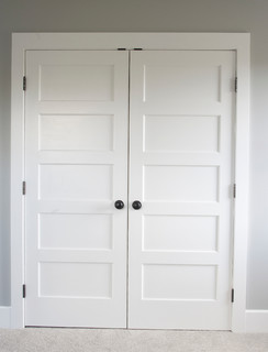 Double Closet Door - Horizontal 5 Panel Painted Wood - Campagne