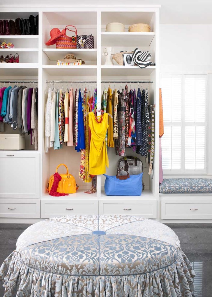 Transitional walk-in closet photo in San Diego