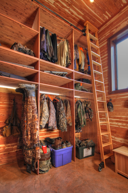 Hunting Closet in Garage Addition - Rustic - Wardrobe - St Louis - by  Adrienne Nienkamp