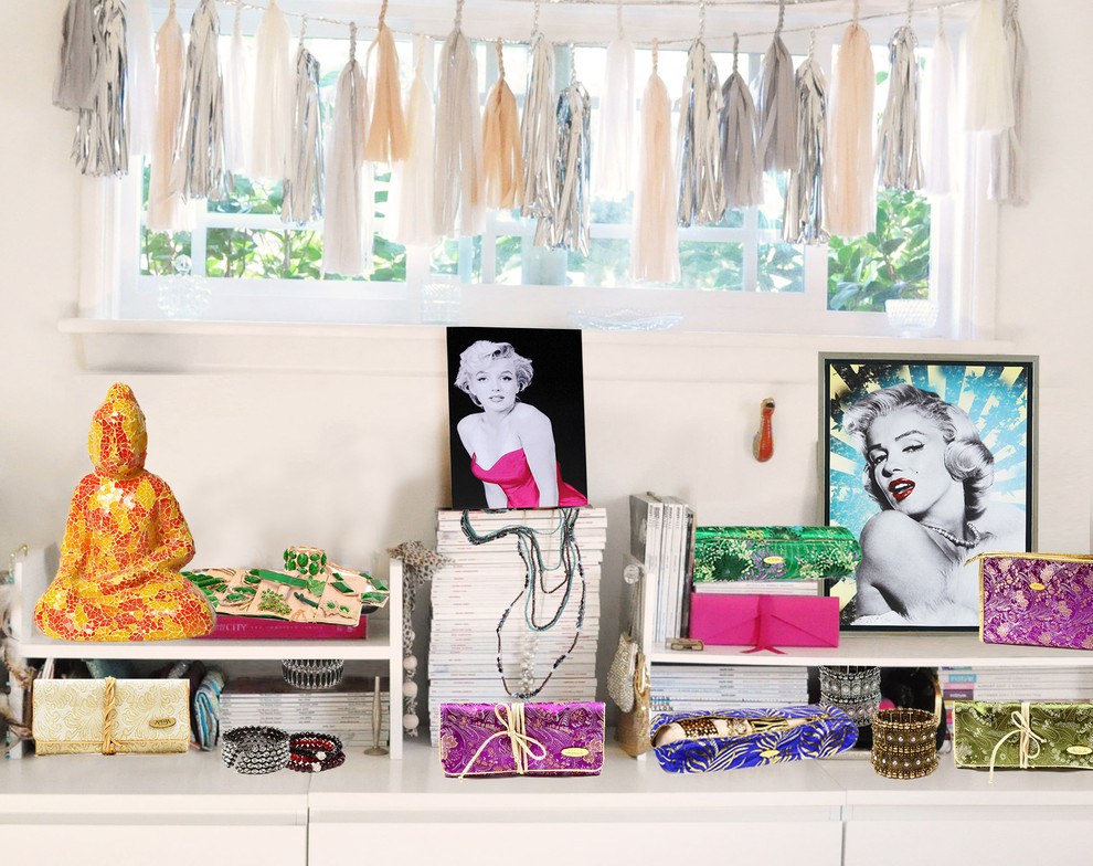 Inspiration for a small eclectic closet remodel in New York