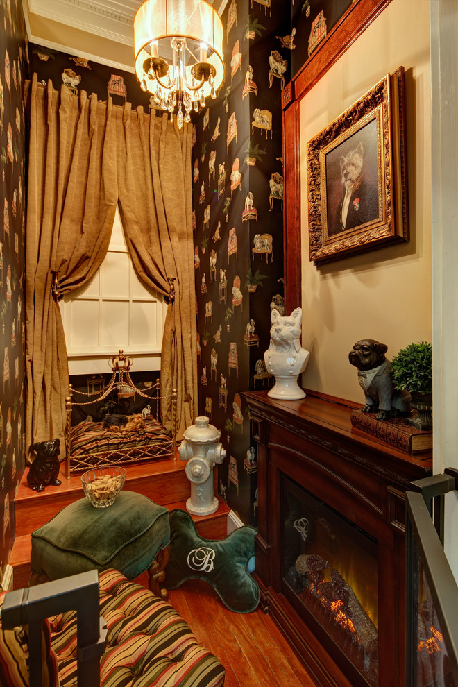 Example of a classic medium tone wood floor closet design in New York