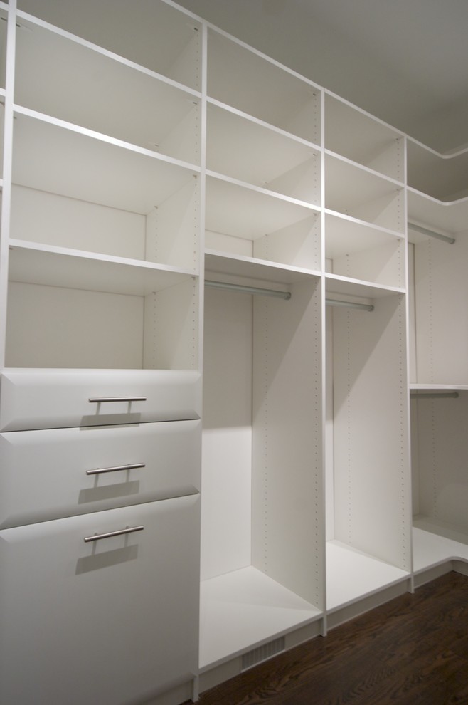 Marble island, in a dressing room. Contemporary Closet Toronto