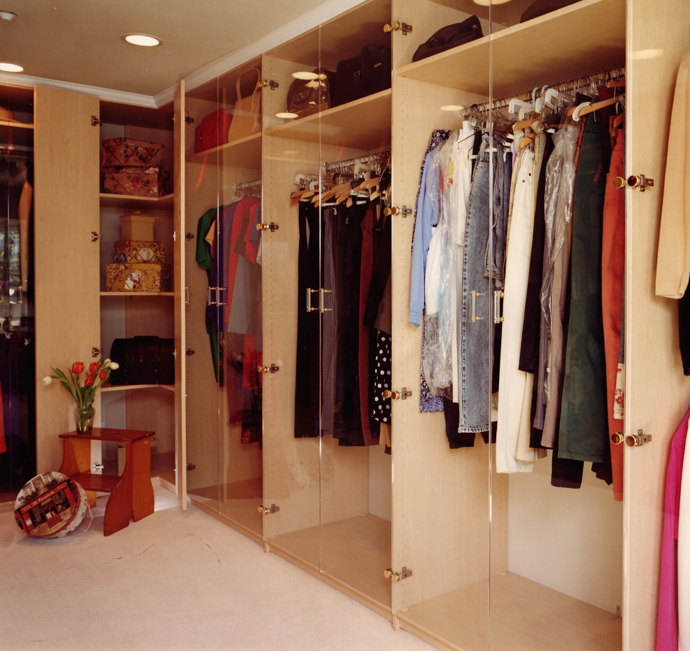 Example of a minimalist closet design in San Francisco