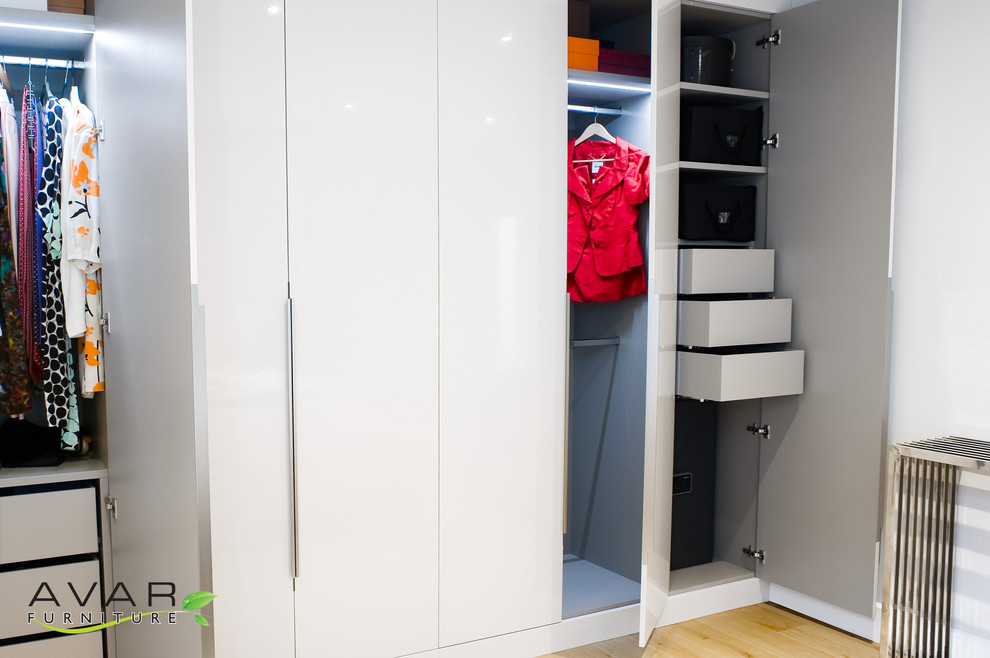 Design ideas for a contemporary wardrobe in London.