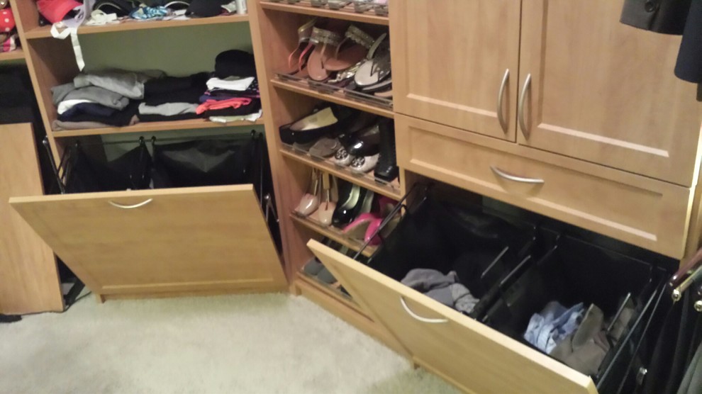 Pull out Hamper Bins and Shoe Shelves Traditional Closet Chicago