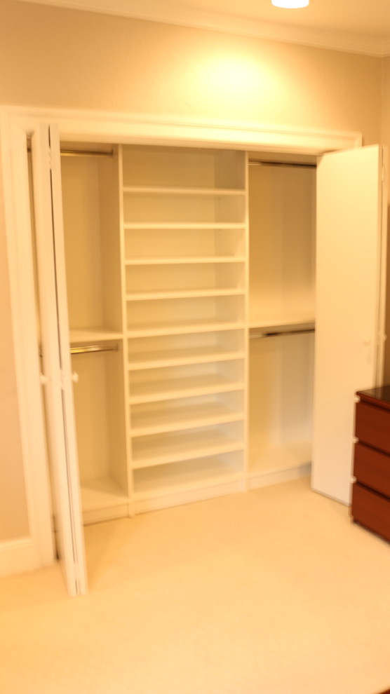 Пример оригинального дизайна: шкаф в нише среднего размера, унисекс в современном стиле