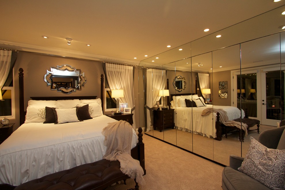 Robeson Design Master Bedroom with Mirrored Closet Storage Ideas