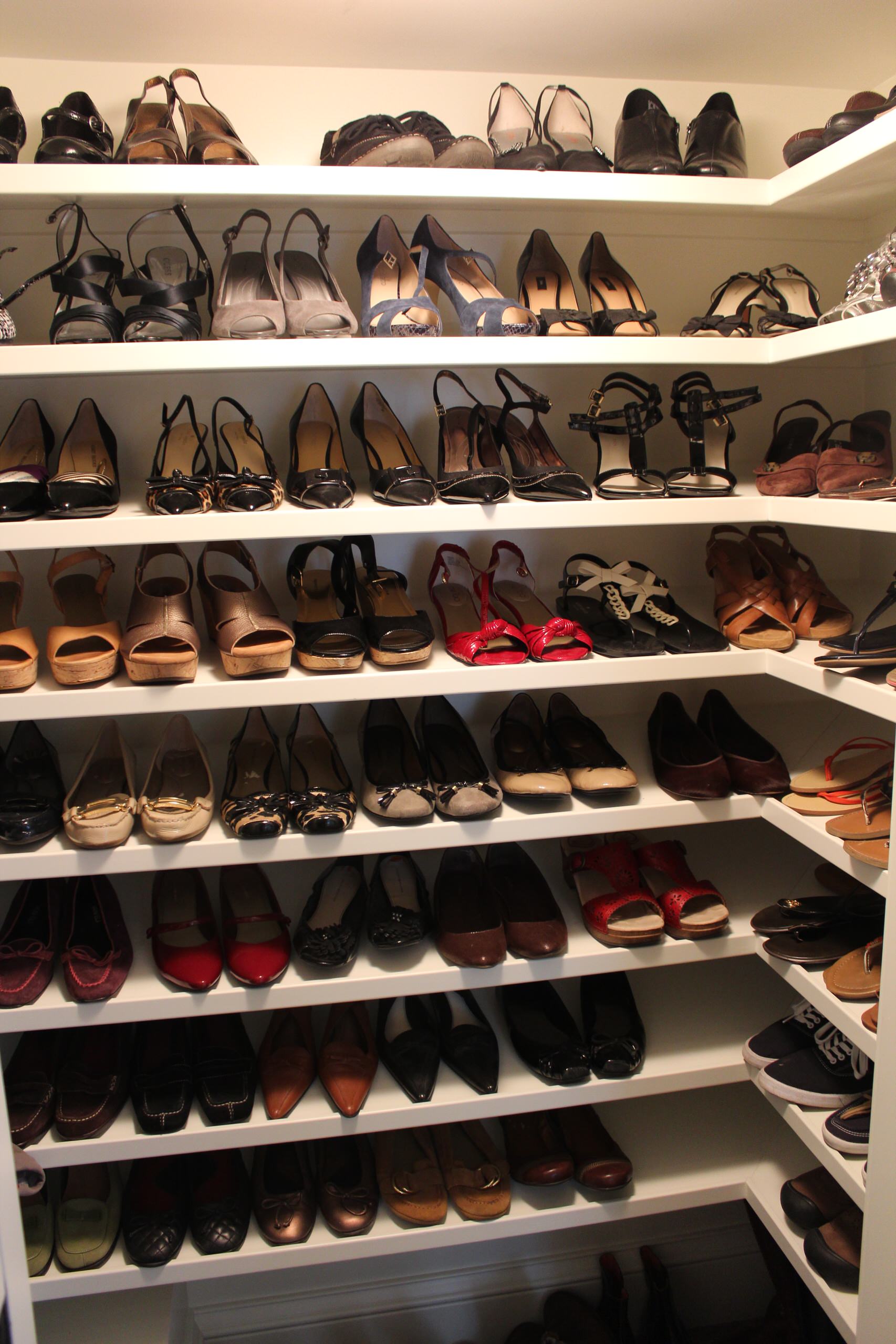 Custom Shoe Shelves Houzz, Custom Closet Shoe Shelves