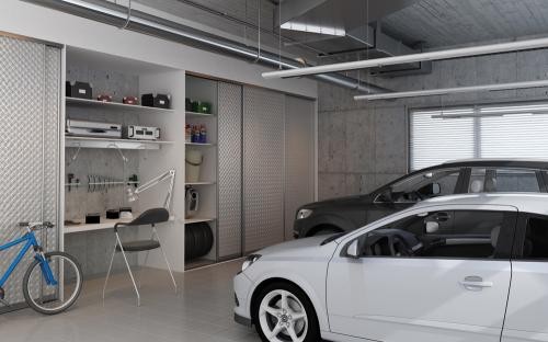 Свежая идея для дизайна: гараж в современном стиле - отличное фото интерьера