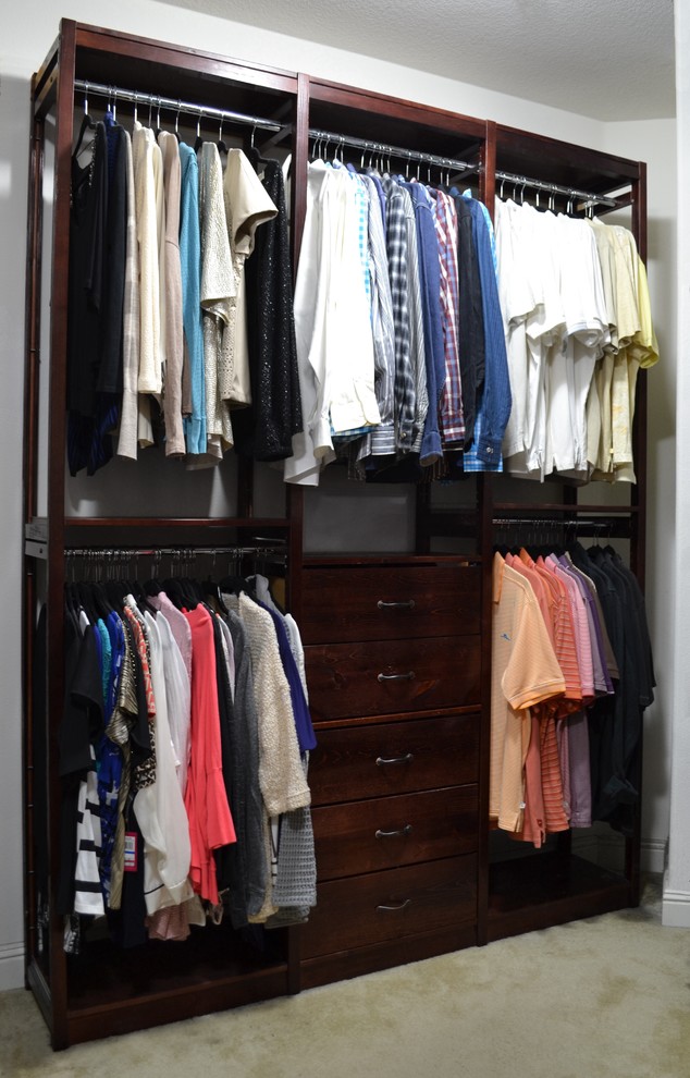 Solid Wood Walk In Closet Installation Traditional Closet Orange
