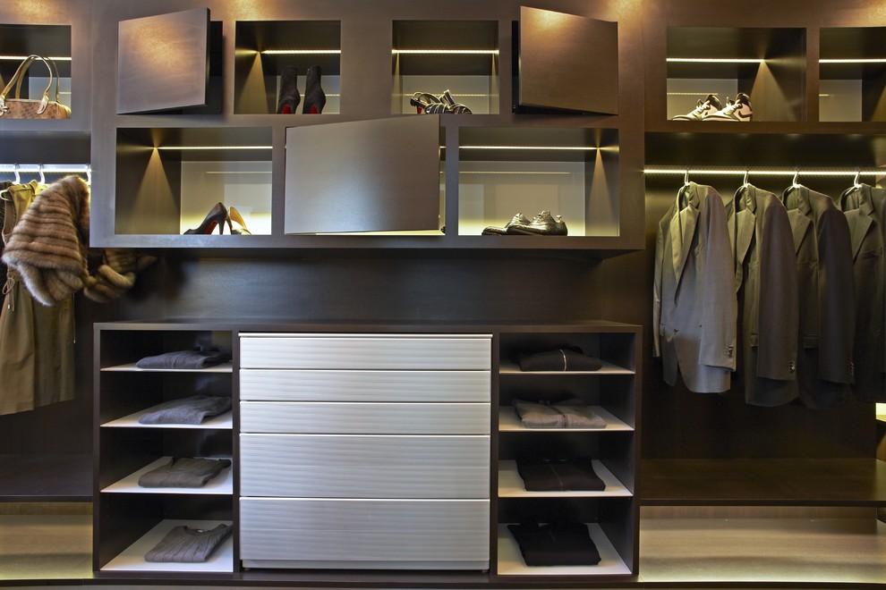 Trendy walk-in closet photo in Los Angeles