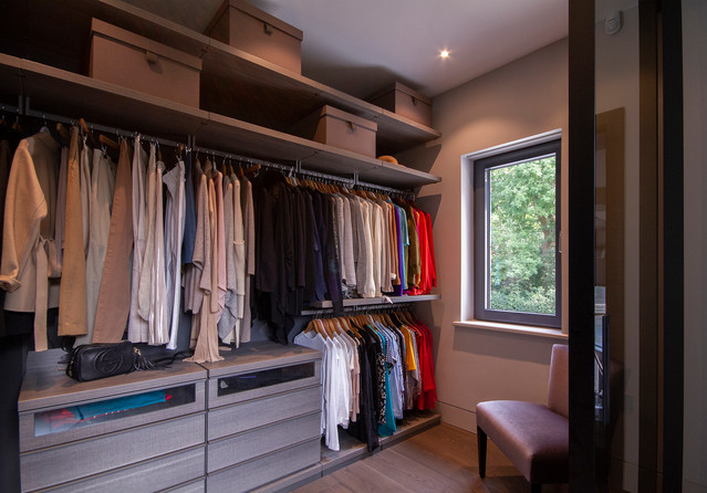 Walk-in Closet Window with Hidden Privacy Blind - Contemporary - Wardrobe -  London - by Grants Blinds | Houzz UK