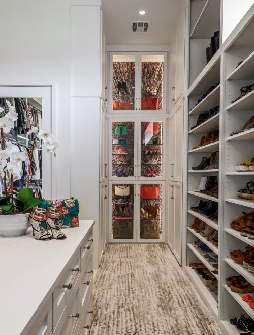 Modern luxury walk in closet interior, white - Stock