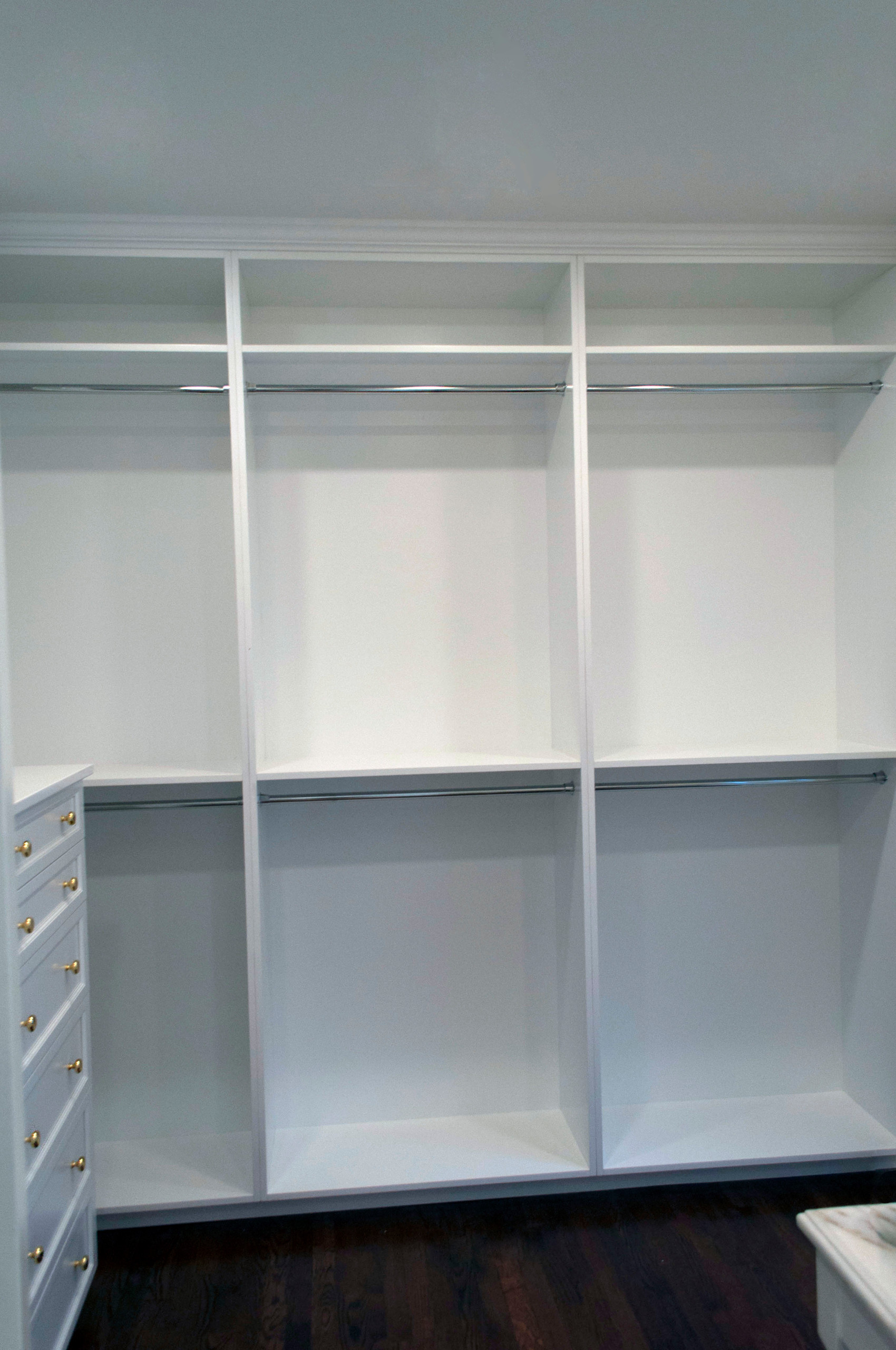 Floor to ceiling White Lacquered Closet Built Ins - Transitional - Closet