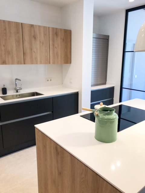 Foto di una cucina minimal chiusa e di medie dimensioni
