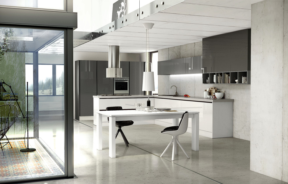 Ispirazione per una grande cucina a L design