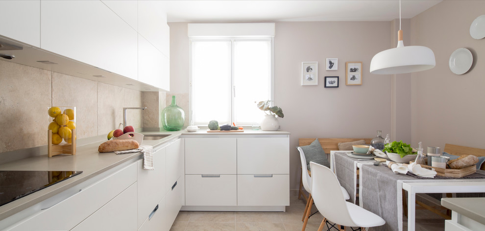 This is an example of a scandi kitchen in Bilbao.