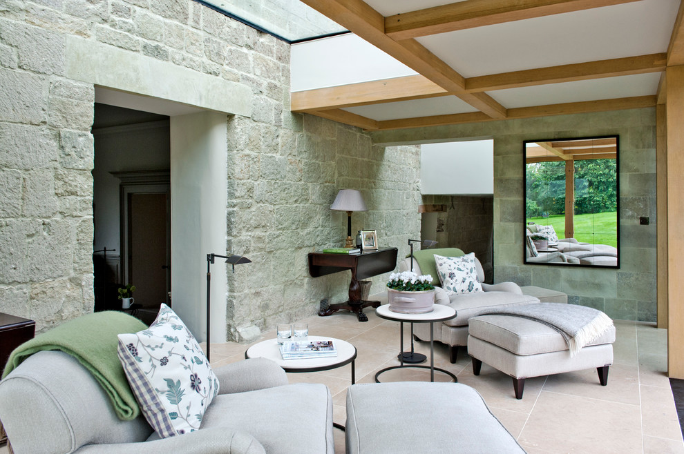 Photo of a rural conservatory in London with a skylight.