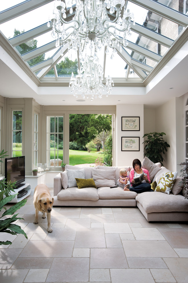 Photo of a medium sized contemporary conservatory in Essex with a glass ceiling.