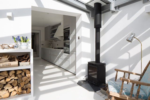 Rear Conservatory Extension with Wood Burning Stove - Scandinavian -  Sunroom - London - by Pia Design | Houzz