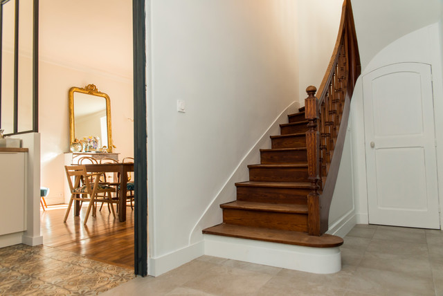 Renovation Et Extension Maison 1900 Transitional Corridor Nantes By Homecolor Houzz