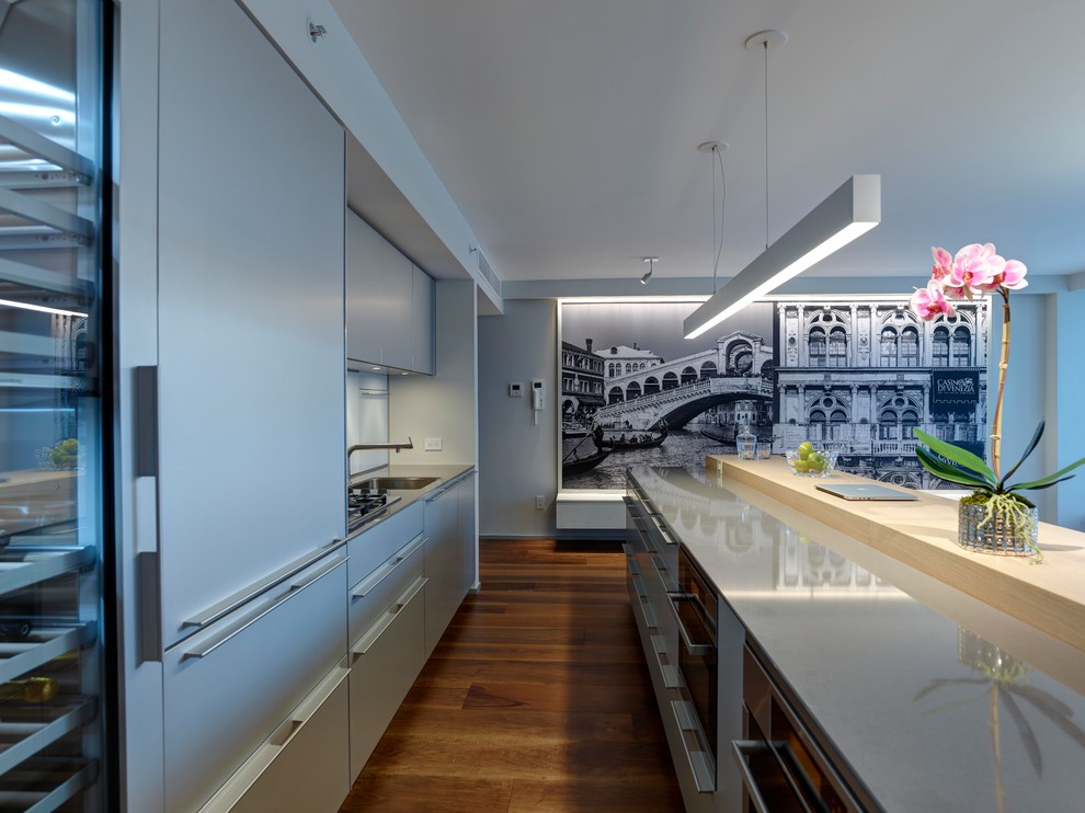 Design ideas for a large modern kitchen in New York.