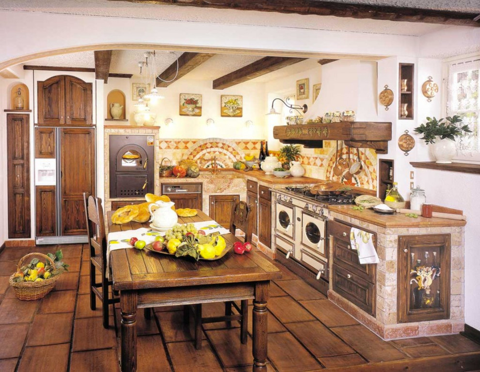 Esempio di una cucina country con struttura in muratura