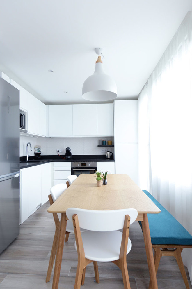 This is an example of a scandi kitchen in Paris.