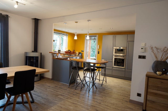 Amenagement cuisine semi ouverte sur salon - Modern - Kitchen