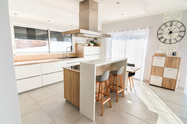 Îlot Cuisine Moderne Chariot Repas Bois, Rangement Multifonction