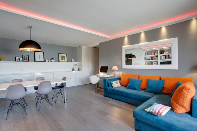 Cuisine ouverte sur pièce à vivre - Contemporain - Cuisine - Paris