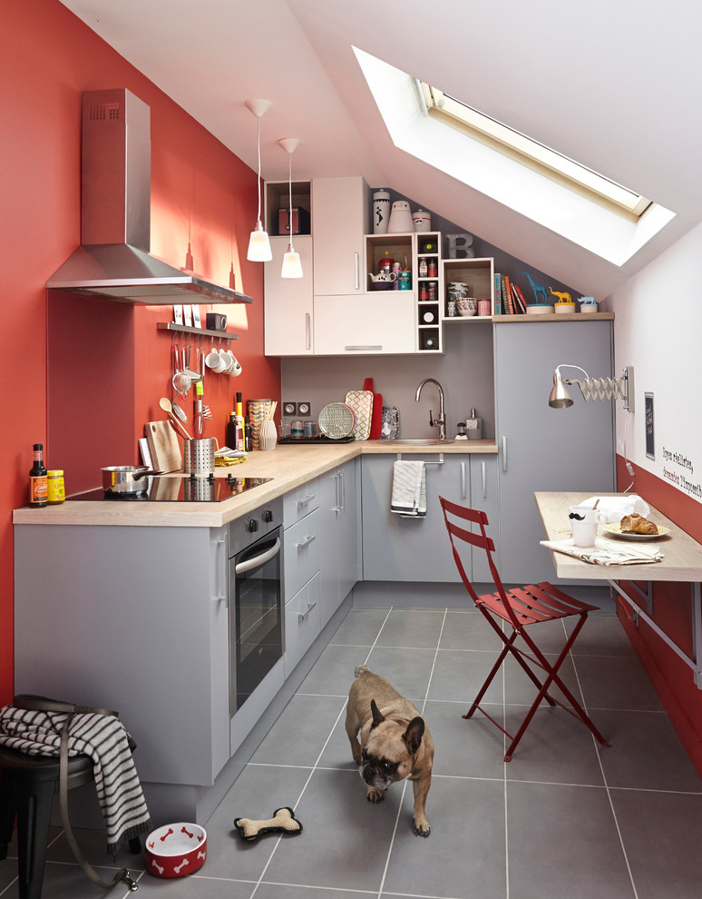Kitchen - contemporary kitchen idea in Lille